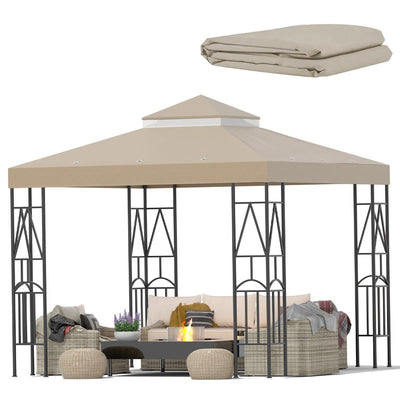 Morikoro 10x10 Canopy Replacement Top Double Tiered Gazebo Cover for Yard, Patio & Garden Durable Sunshade Replacement(Khaki)
