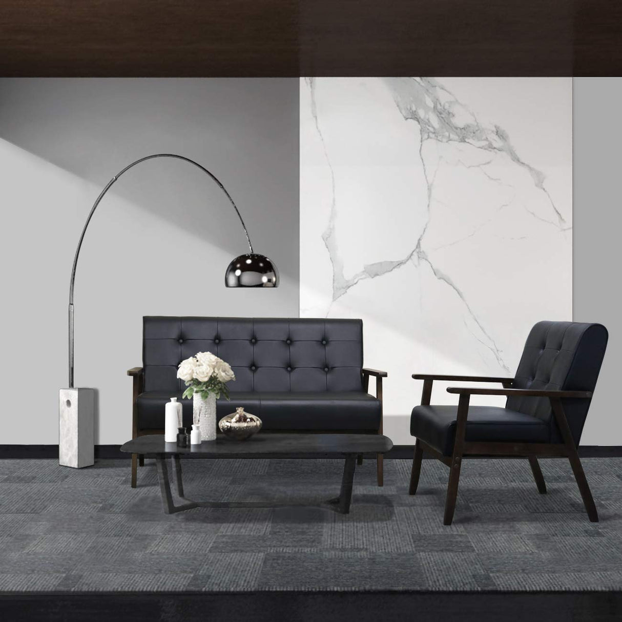 JIASTING Mid-Century Retro Modern Living Room Sofa Set with Loveseat and Seating Sofa Chair, Couch and Lounge Chairs JIASTING