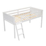 Harper & Bright Designs Kids Twin Low Loft Bed, Twin Size Loft Bed with Ladder & Safety Guardrails, Wood Junior Loft Bed Frame for Kids Girls, Boys, Teens, White Harper & Bright Designs