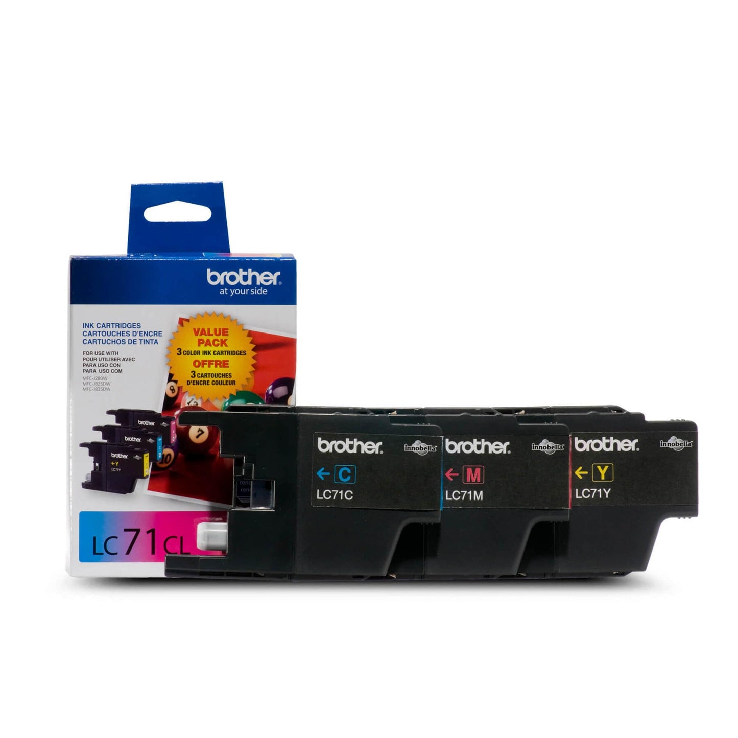 Brother LC71 3-Pack Innobella Standard Yield -Ink -Cartridges - Retail Packaging - Cyan/Yellow/Magenta