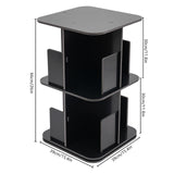 KONGKUNI Modern 2 Tier 360° Rotating Corner Bookshelf for Small Spaces - Stylish Black Desktop Bookcase KONGKUNI