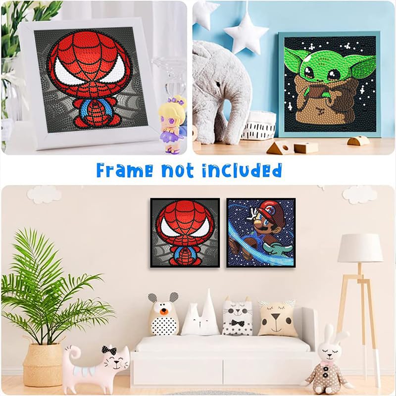 LWZAYS Diamond Painting Kits for Kids Diamond Art Gem by Number Kits Arts and Crafts for Kids, Mosaic Kits DIY Full Drill Painting Kit for Home Wall Decor 4 Pieces 6" X 6" LWZAYS