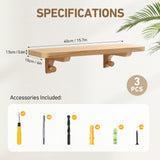 omedecal Wooden Floating Shelves for Wall, 15.7" W x 6" D x 0.6" H Large Wall Shelves, Hanging Storage Shelf with Hooks for Living Room, Kitchen, Bathroom, Bedroom Decor, Natural, 3 Packs omedecal