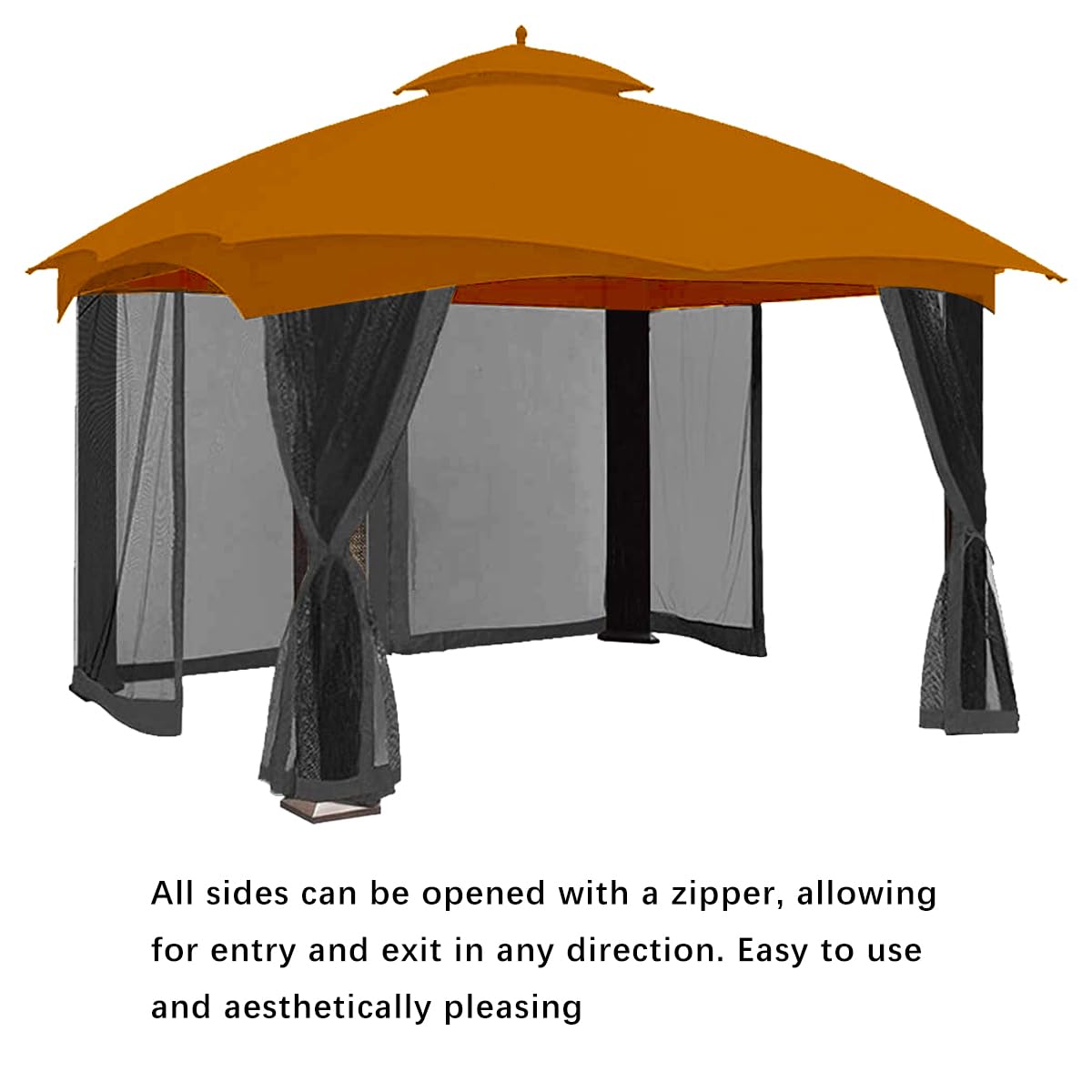 Gazebo Universal Replacement Mosquito Netting,Outdoor Canopy Net Screen 4-Panel Sidewall Gazebo Curtains, with Zippers, Easy to Install, Fit for Most Gazebo 10x12 Canopy, Patio (Black - 10 x 12 FT)