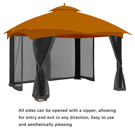 Gazebo Universal Replacement Mosquito Netting,Outdoor Canopy Net Screen 4-Panel Sidewall Gazebo Curtains, with Zippers, Easy to Install, Fit for Most Gazebo 10x12 Canopy, Patio (Black - 10 x 12 FT) maebeacae