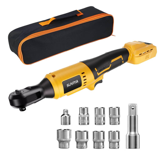 3/8" Cordless Ratchet Wrench Compatible With Dewalt 20V MAX Battery, 74Ft-Lbs Brushless Motor Power Ratchet Wrench with 1/4" Adapter, Power Electric Ratchet drive (Tool Only) - WoodArtSupply