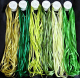 New 7mm Size ThreadNanny 6 Spools of 100% Pure Silk Ribbons - Green Tones - 60 MTS x 7mm ThreadNanny