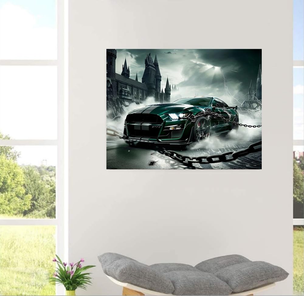 MaiYiYi Hell Racing Diamond Painting Kits, 5D Full Round Drill Sport Car Diamond Painting Art, Racing Car Paint with Gems for Adult Beginner Home Wall Decor Arts Crafts Kit (40X30CM) CooolPlus