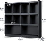 Cozy Castle 10 Cube Bookcase, 3 Tier 47.2'' Bookshelf, Kids Bookshelf Organizer, Wooden Bookcase with Anti-Tilt Device, Modern Storage Display Cabinet for Study Room, Bedroom, Living Room,Black Cozy Castle