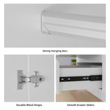 Bobve Bedroom Armoire Wardrobe Closet, Wardrobe Closet Cabinet with 2 Drawers, Wood Wardrobe Closet with 4 Doors, Wardrobe Storage Cabinet with Shelves & Hanging Rod,White(63" L x 20.39" W x 78.74" H) Bobve