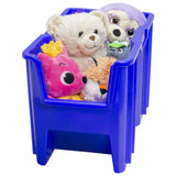 Akro-Mils 13014 Stak-N-Store Heavy Duty Stackable Open Front Plastic Storage Container Bin, (17-1/2-Inch x 11-Inch x 12-1/2-Inch), Blue, (4-Pack) Akro-Mils