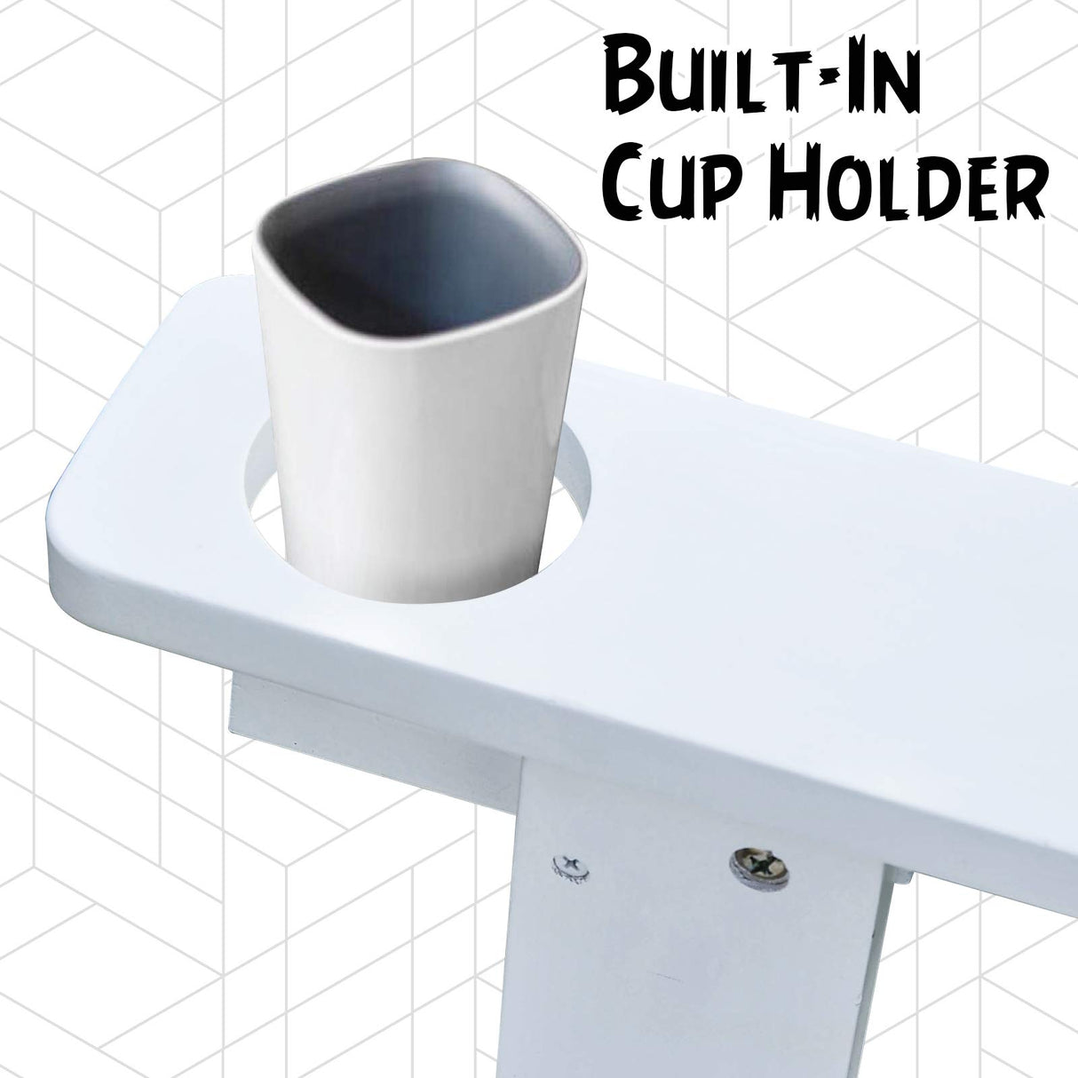 Outsunny Wooden Adirondack Chair, Outdoor Patio Lawn Chair with Cup Holder, Weather Resistant Lawn Furniture, Classic Lounge for Deck, Garden, Backyard, Fire Pit, White Outsunny