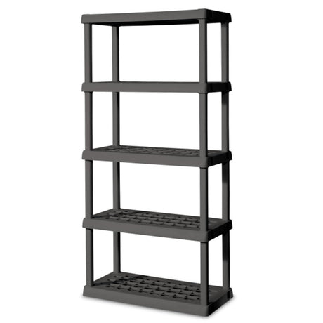 Sterilite 2-Pack 5 Shelf Unit, Heavy-Duty Shelving Storage Rack for Home and Garage, Gray - Multipurpose Plastic Organizer Shelves for Smart Organization Sterilite
