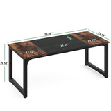 LITTLE TREE 70.8 Inch X-Large Executive Computer Office Desk, Brown+Black LITTLE TREE