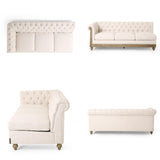 Merax Chesterfield Sofa, Retro Upholstered 6 Seater Rolled Arm Couch for Living Room Bedroom Office, Beige Merax