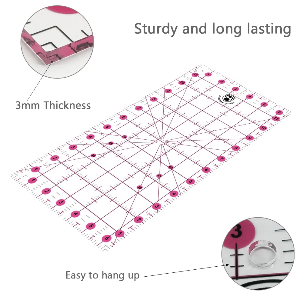 Headley Tools Rotary Cutter Set - 45mm Fabric Cutter, 5 Replacement Rotary Blades, A3 Cutting Mat, Quilting Ruler and Sewing Clips, Craft Knife Set, Ideal for Crafting, Sewing, Patchworking, Pink Headley Tools