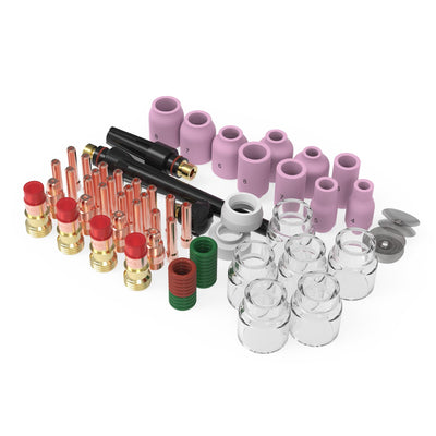 YESWELDER 71Pcs TIG Welding Torch Stubby Gas Lens #12 Pyrex Glass Cup Kit For WP-17/18/26