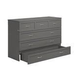 AFI, Northfield Murphy Bed Chest Queen with 6" Mattress, Storage Drawer & Built-in USB Charger, Grey AFI