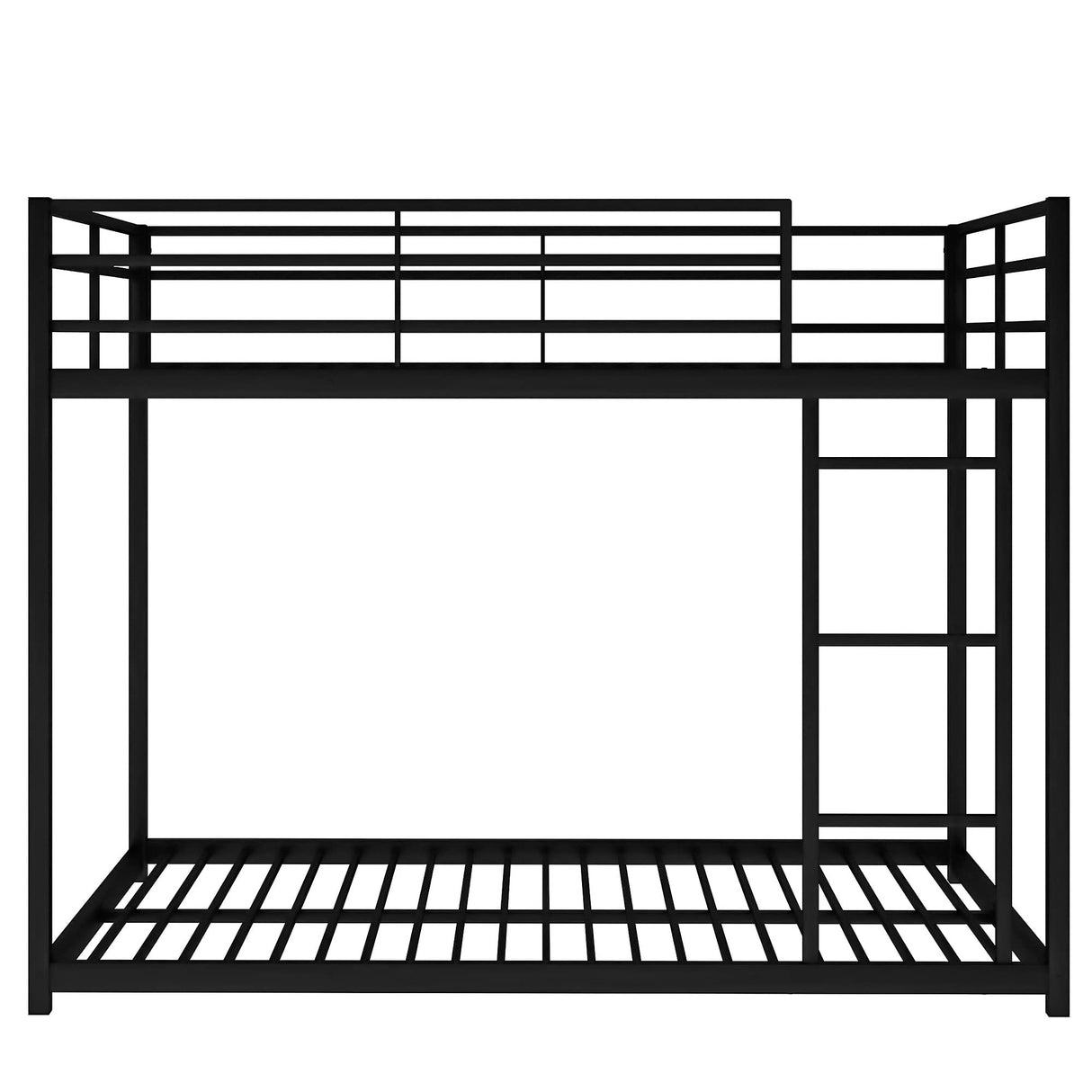 Bellemave Metal Bunk Bed Full Over Full, Low Profile Bunk Bed Frame with Ladder & Full Length Guardrail, Space-Saving Twin Size Bed Frame for Kids Teens, No Box Spring Needed (Black) Bellemave