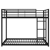 Bellemave Metal Bunk Bed Full Over Full, Low Profile Bunk Bed Frame with Ladder & Full Length Guardrail, Space-Saving Twin Size Bed Frame for Kids Teens, No Box Spring Needed (Black) Bellemave