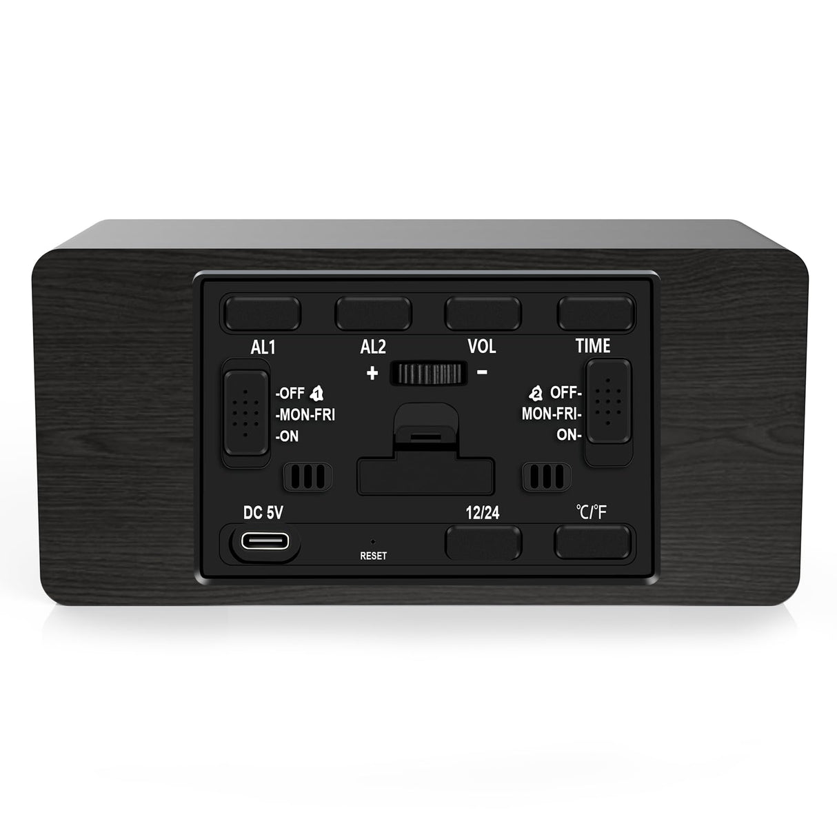 MOSITO Digital Wooden Alarm Clock with Wireless Charging, 0-100% Dimmer, Dual Alarm, Weekday/Weekend Mode, Snooze, Wood LED Clocks for Bedroom, Bedside, Desk, Kids (Black) MOSITO