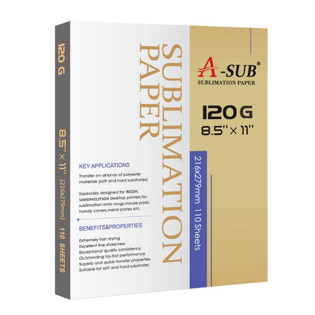 A-SUB Sublimation Paper 120G 8.5x11 Inch 110 Sheets for Sublimation Blanks Compatible with Sublimation Ink and Sublimation Printers A-SUB