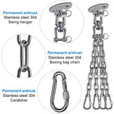 BeneLabel 360 Rotation Punching Bag Hanger Ceiling Mount with Chain Stainless Steel Punching Bag Hanging Kit 800 LB Capacity Heavy Boxing Bag Hanger Hardware with Chain BeneLabel