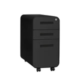 Laura Davidson Furniture Stockpile Slim 3-Drawer Mobile File Cabinet with Lock - Under Desk Metal Filing Cabinet, Legal/Letter File Folders, Wheels and Stationary Feet, Pre-Assembled, All Black Laura Davidson Furniture