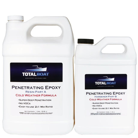 TotalBoat-487750 Clear Penetrating Epoxy Wood Sealer Stabilizer for Rot Repair and Restoration (Gallon, Cold Weather) TotalBoat