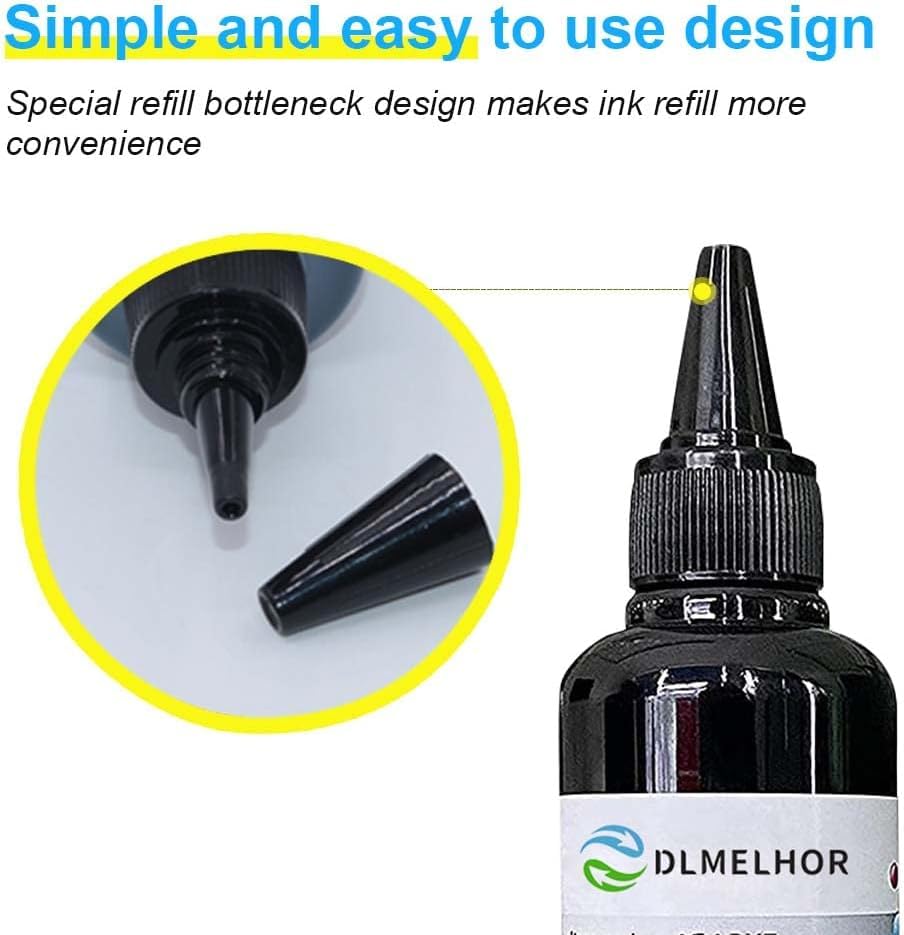 Universal Dye Ink Refill Kit for HP Canon Epson Brother Lexmark Samsung Dell Kodak Inkjet Printers 4 Color Set Compatible Cartridges Refillable Cartridge CISS CIS System with 4 Syringes,400ml DLMELHOR