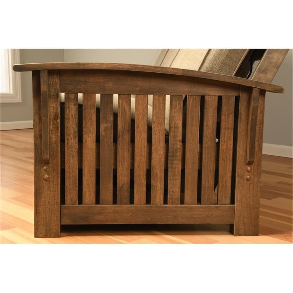 Kodiak Furniture Washington Queen Size Futon Frame with Storage Drawers - Wood Futon Frame with Mattress Included in Mocha Brown Color Kodiak Furniture