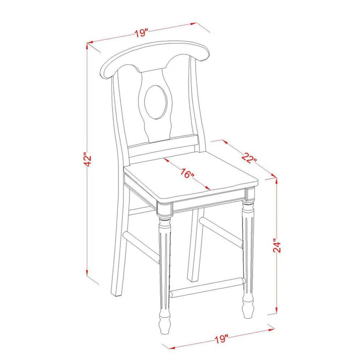East West Furniture KES-WHI-W Kenley Counter Height Dining Napoleon Back Solid Wood Seat Chairs, Set of 2, Buttermilk & Cherry East West Furniture