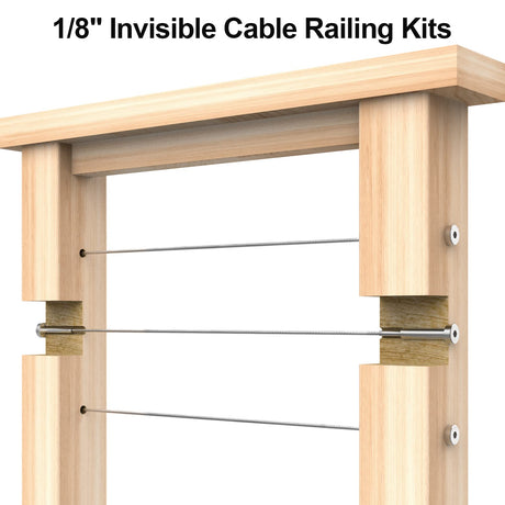 BLIKA 40 Pack 3/16" Invisible Cable Railing Kit, Stainless Steel Invisible Receiver and Swage Stud End, Cable Railing Tensioner 3/16" for 2"x2", 4"x4" Wood/Metal Posts, 3/16" Cable Railing Hardware BLIKA