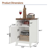 MXV Farmhouse Nightstands with Charging Station, End Tables Set of 2 with Barn Door, Sofa Side Table with Storage Space for Bedroom, Living Room (White) MXV