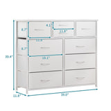 LUMTOK 10-Drawer Dresser, Fabric Storage Dressers Drawers for Bedroom, Hallway, Nursery, Closets, Steel Frame, Wood Top, Easy Pull Handle (White) LUMTOK