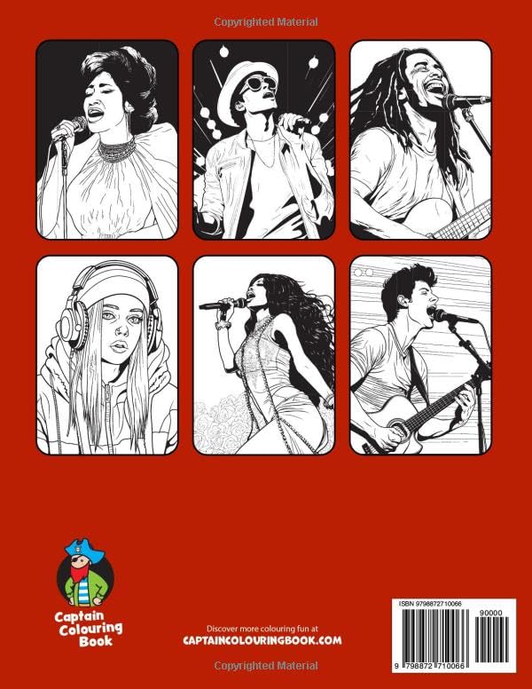 Pop Stars Colouring Book for Kids: 50 Amazing Images of Famous Singers, Rock Stars, and Legendary Music Artists for Children Aged 5-12 (Colouring Books for Children) WoodArtSupply