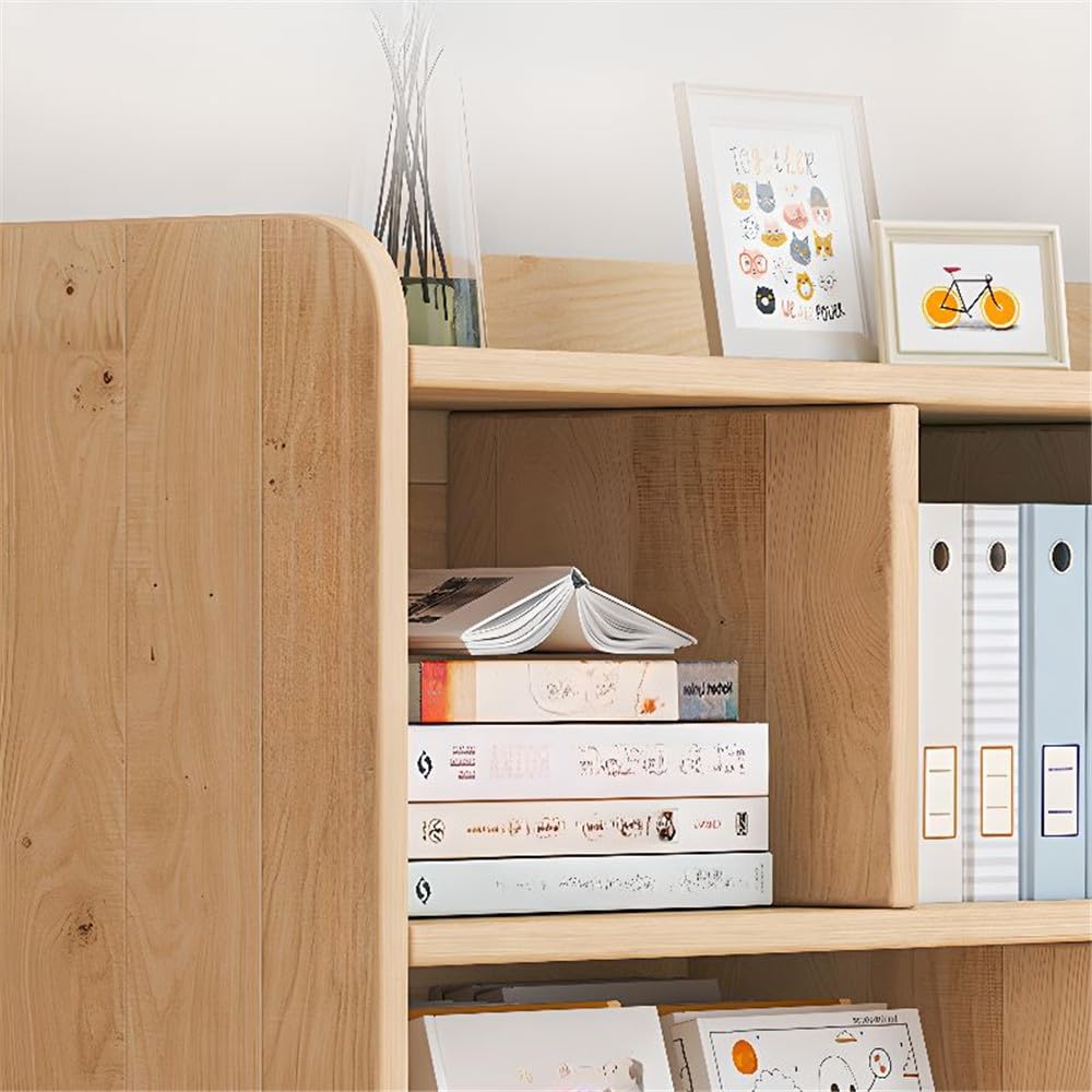 NIUYAO Children's Bookshelf Natural Finish Simplistic Standard Storage Cabinet Vertical Display Shelves FreestandingScratch-Repellent Bookcase Units for Study Office Pantry -39.5" L x 9.5" W x 47" H NIUYAO