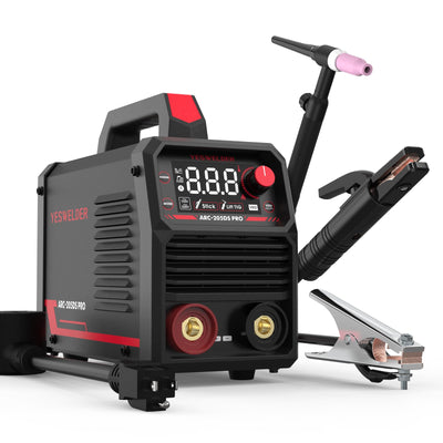 YESWELDER 205Amp Stick Welder with Lift TIG Torch, [Large LED Display] 110V/220V Dual Voltage Portable Welding Machine, Digital Inverter IGBT ARC Welder Machine with Hot Start, Arc force