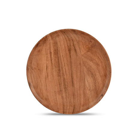 Samhita Acacia Wood Round Platters Set of 4 for Ottoman or Side Table, Charcuterie Board or Cheese Platter for Living Room (8" x 8" x 0.75") Samhita