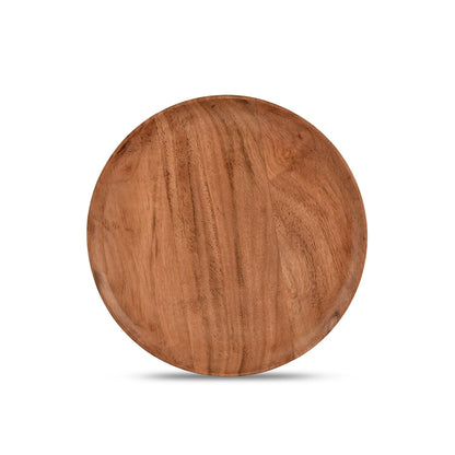 NIRMAN Acacia Wood Dinner Plates Set of 4 for Dishes Snack, Dessert Natural Wood Plates Serving Dinnerware Plate for Dinner (8" x 8" x 0.75") - WoodArtSupply