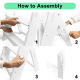 WOOD CITY Toddler Step Stool Foldable for Bathroom Sink, Adjustable 2 Step Stool Toilet Potty Training Stool with Handles,Child Kitchen Counter Stool Helper, Montessori Kitchen Stools (White) WOOD CITY