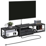 MAHANCRIS Floating TV Stand with Power Outlet, Wall-Mounted Entertainment Console Center with Storage, Floating TV Shelf for Under TV Storage, for Living Room, Bedroom, Black TVHB101E01 MAHANCRIS