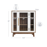 BELLEZE Sideboard Buffet Cabinet, Modern Curio Cabinet 3-Tiers Console Table for Kitchen Glass Display Cabinet Storage/Pantry Cabinet Coffee Bar for Living Room Entryway, White BELLEZE