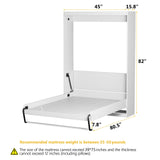 ROOMTEC Twin Size Murphy Wall Bed, White, Space-Saving Furniture Bed Frame for Bed Room,Guest Room,Home Office ROOMTEC