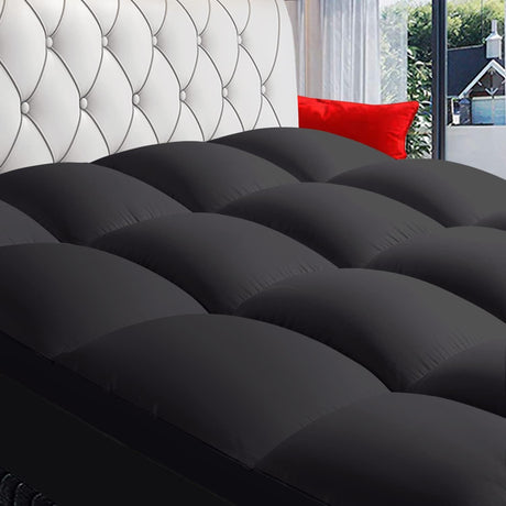 COONP King Mattress Topper, Extra Thick Pillowtop, Cooling Plush Mattress Pad Cover Bed Topper Protector with 8-21 Inch Deep Pocket (Black, King) COONP