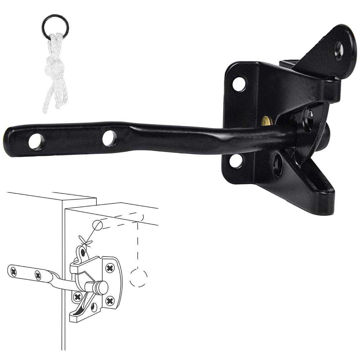 Heavy Duty Gate Hardware Kit,with Self Locking Gate Latch,2 PCS 6inch T-Hinges,1 PC 6.5inch Gate Handle SANKINS