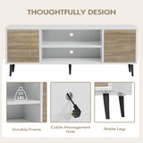 YESHOMY Modern TV Stand for 65" Television, Entertainment Center with Two Storage Cabinets, Retro Style Media Console for Living Room, Bedroom, Office, 58 Inch, White and Coffee YESHOMY