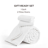 Bedsure Boho Quilt King Size - Lightweight Bedspread King Size with Geometric Stitched Pattern, White Farmhouse Soft Bedding Set Coverlet with 2 Pillow Shams for All Seasons, 106x96 inches Bedsure