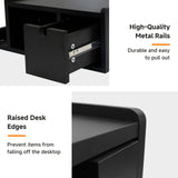 DongRong Floating Nightstand with Drawer & Shelf,Wall Mounted Bedside Table for Small Bedrooms,Modern Black End Table with Space Saving Design DongRong