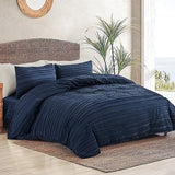 NEXHOME PRO Duvet Cover Queen,Navy 3 Pieces Boho Tufted Duvet Cover Set, Soft and Lightweight 100% Washed Microfiber Comforter Cover Set for All Season(Navy Queen, 90 x 90)-No Comforter NEXHOME PRO